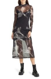 AllSaints Hanna Iris Floral Long Sleeve Dress at Nordstrom