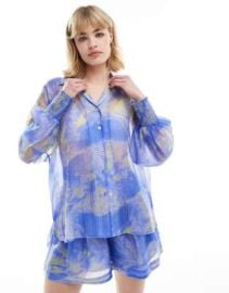 AllSaints Isla Inspiral sheer shirt in blue - part of a set at ASOS