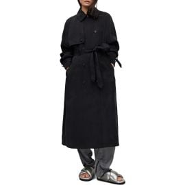 AllSaints Kikki Relaxed Fit Double Breasted Trench Coat at Nordstrom