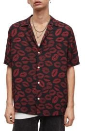 AllSaints Kiss Short Sleeve Button-Up Camp Shirt at Nordstrom