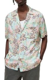 AllSaints Mens Ligularia Floral Short Sleeve Button-Up Camp Shirt at Nordstrom