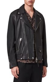 AllSaints Milo Leather Biker Jacket in Black Size Small at Nordstrom