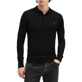 AllSaints Mode Merino Wool Polo Sweater at Nordstrom