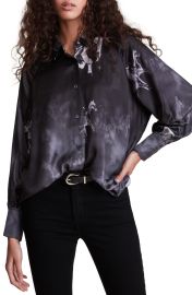 AllSaints Oana Epoto Equine Print Blouse in Black  at Nordstrom