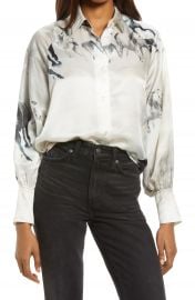 AllSaints Oana Epoto Horse Print Balloon Sleeve Blouse   Nordstrom at Nordstrom