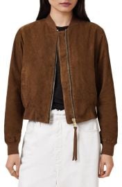 AllSaints Orten Suede Bomber Jacket at Nordstrom