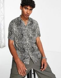 AllSaints Reptilia shirt in gray at ASOS