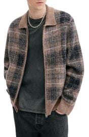 AllSaints Robbie Plaid Zip Cardigan at Nordstrom