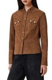 AllSaints Rock Suede Snap-Up Shirt at Nordstrom