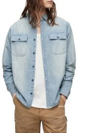 AllSaints Sire Cotton Denim Button-Up Shirt at Nordstrom