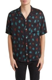 AllSaints Tab Brushstroke Print Camp Shirt at Nordstrom