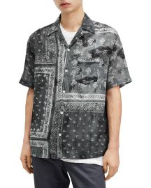 AllSaints Tijuana Bandana Print Short Sleeve Cotton Button-Up Shirt at Nordstrom