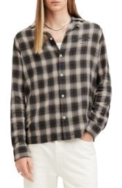 AllSaints Underground Check Long Sleeve Camp Shirt at Nordstrom