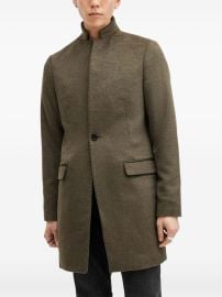 AllSaints high-neck single-breasted Coat Green at Farfetch