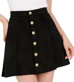 Allegra K Women's Faux Suede Button A-Line High Waisted Flared Mini Short Skirt at Amazon