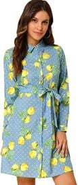 Allegra K Women39s Button Down Vintage Polka Dots Dresses Collar Tie Belted Shirt Dress at  Womens Clothing store at Amazon