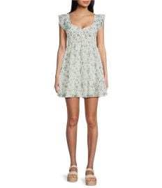 Allison amp Kelly Floral Print Flutter Sleeve Empire Waist Smocked Bodice Tiered Babydoll Dress Dillardx27s at Dillards