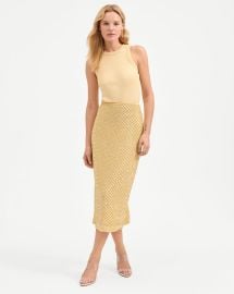 Allora Beaded Midi Skirt in Yellow Chamomile at Veronica Beard