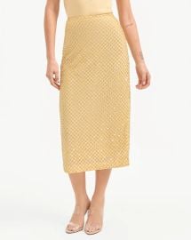 Allora Beaded Midi Skirt in Yellow Chamomile at Veronica Beard