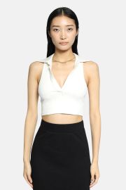 Alloy Rib Sleeveless Cropped Polo Lt Shell blueandcream at Blue and Cream