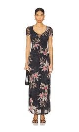 Allsaints Gabby Mesh Dress In Adena Black at Revolve