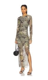 Allsaints Hanako Mesh Dress In Emerge Olive Green at Revolve