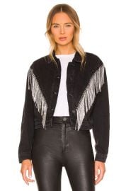 Allsaints Marlene Tassel Denim Jacket In Washed Black at Revolve