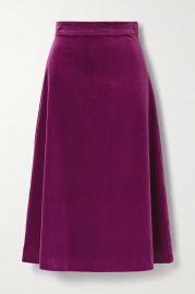 Alma Cotton-Velvet Midi Skirt by Aross Girl x Soler at Net A Porter