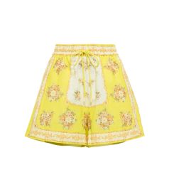 Almais - Catalina floral cotton and linen shorts at Mytheresa