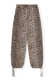 Almond Milk Leopard Washed Cotton Canvas Drawstring Pants GANNI US at Ganni