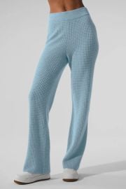 Alo Cashmere High Waist Plush Waffle Pant in Celestial Blue Heather at Alo Yoga