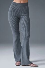 Alo Denim Knit High Waist Flare Pant at Alo Yoga