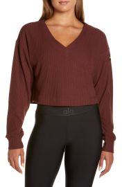 Alo Muse Ribbed Crop Pullover at Nordstrom