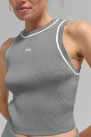 Alo Ribbed Sweater Knit Highline Cropped Tank at Alo Yoga