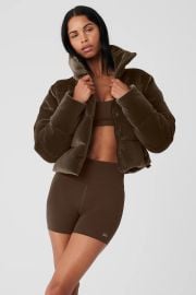 Alo Ribbed Velour Gold Rush Puffer Jacket at Alo Yoga