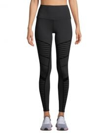 Alo Yoga Flocked High-Waist Moto Leggings at Neiman Marcus