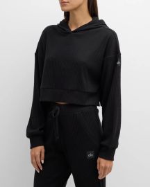 Alo Yoga Muse Ribbed Hoodie Sweatshirt at Neiman Marcus