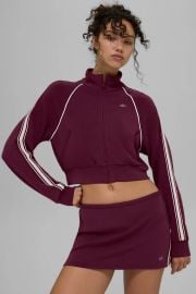Alo Yoga Track Star Full Zip Jacket in Burgundy at Alo Yoga