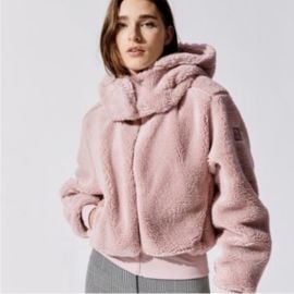 Alo Yoga Yoga Foxy Sherpa Jacket in Pink with Hood at Poshmark