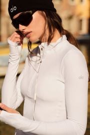 Alosoft 12 Zip Rapid Pullover - White Alo Yoga at Alo Yoga