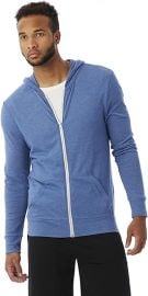 Alternative Heathered Zip Hoodie in Eco True Ocean Blue at Amazon