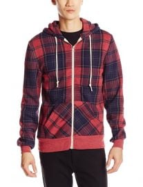 Alternative Menand39s Rocky Printed Eco-Fleece Hoodie Jacket in Plaid at Amazon