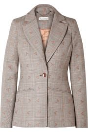 Altuzarra - Embroidered checked wool-blend blazer at Net A Porter