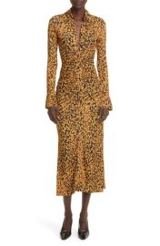 Altuzarra Claudia Feather Print Ruched Long Sleeve Shirtdress at Nordstrom