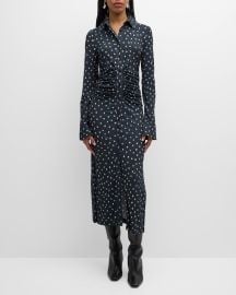 Altuzarra Claudia Polka Dot Gathered Midi Dress at Neiman Marcus