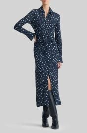 Altuzarra Claudia Polka Dot Ruched Shirtdress in Nocturne Blue at Nordstrom