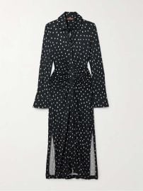 Altuzarra Claudia Polka Dot Ruched Shirtdress in Nocturne Blue at Net a Porter