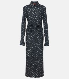 Altuzarra Claudia Polka Dot Ruched Shirtdress in Nocturne Blue at Mytheresa