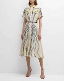 Altuzarra Kiera Botanical Print Silk Shirtdress at Neiman Marcus