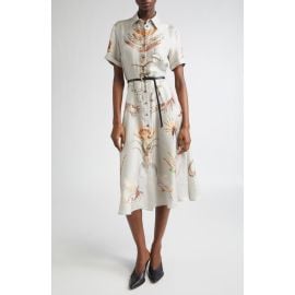 Altuzarra Kiera Figurative Tattoo Print Belted Silk Shirtdress at Nordstrom